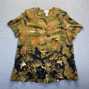 Women's Top Petite Size 20W P Floral,Hawaiian,Made in USA,Rayon